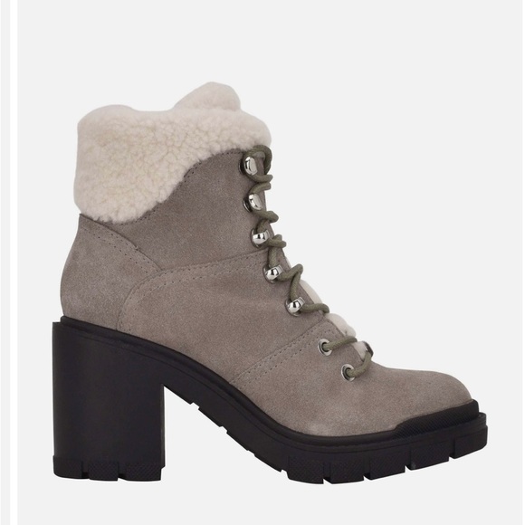 MARC FISHER VACINTE HEEL  COMBAT BOOTIE GRAY SUEDE SIZE 9M NEW - Picture 2 of 7